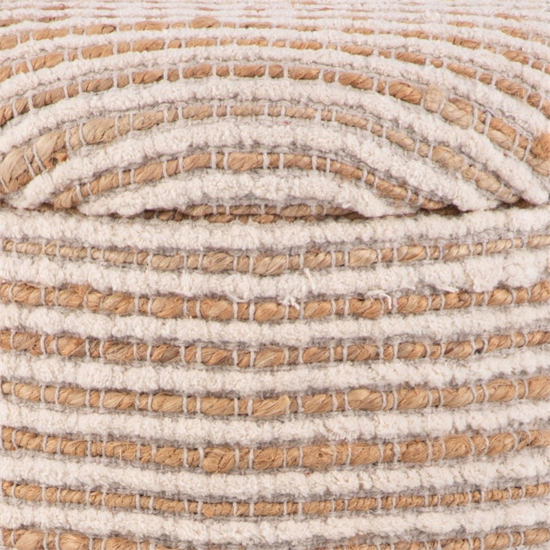 Carolina Handwoven Heracles Cotton Jute Stripe Storage Ottoman