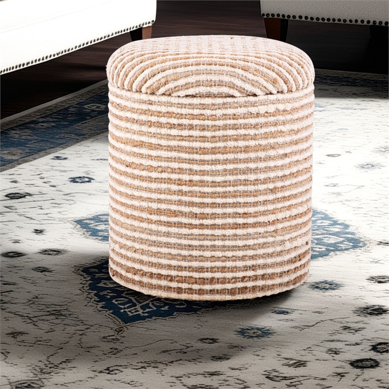 Carolina Handwoven Heracles Cotton Jute Stripe Storage Ottoman