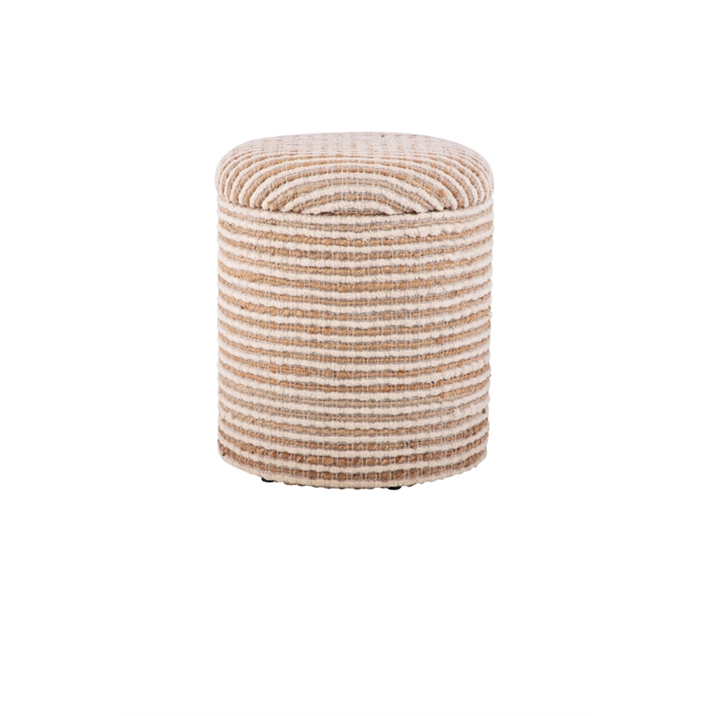 Carolina Handwoven Heracles Cotton Jute Stripe Storage Ottoman