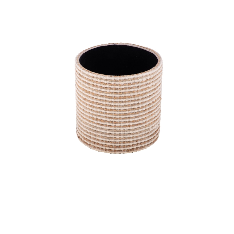 Carolina Handwoven Heracles Cotton Jute Stripe Storage Ottoman