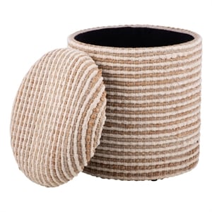 Carolina Handwoven Heracles Cotton Jute Stripe Storage Ottoman