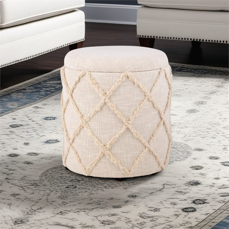 Carolina Handwoven Eros X Solid Fabric Storage Ottoman