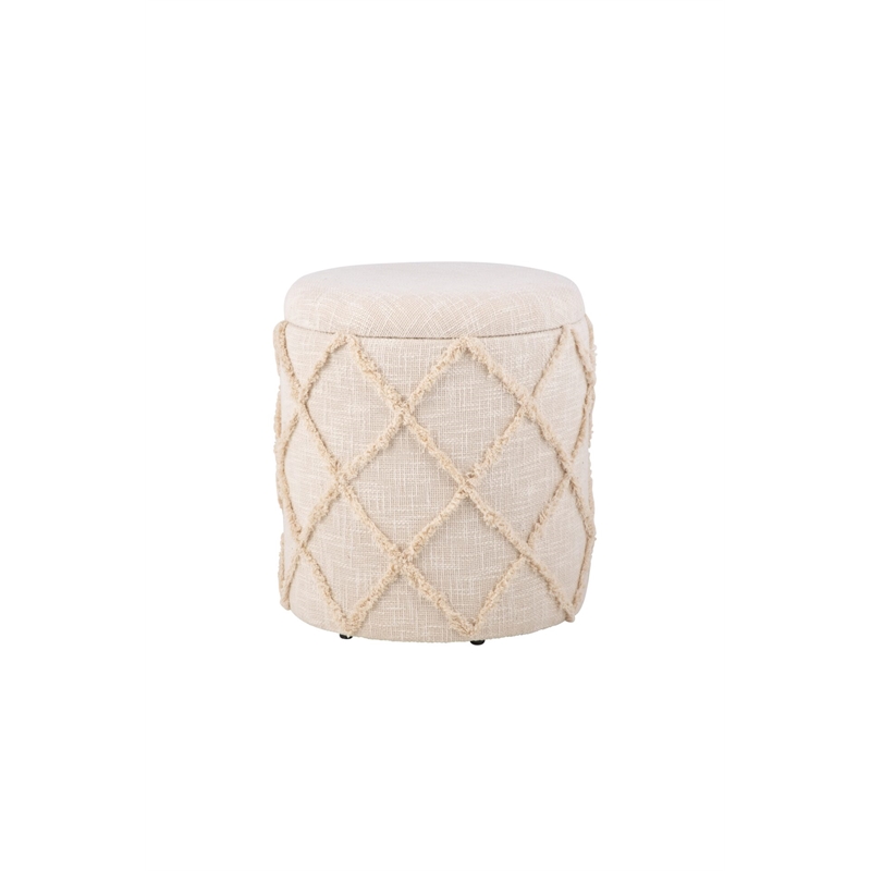 Carolina Handwoven Eros X Solid Fabric Storage Ottoman