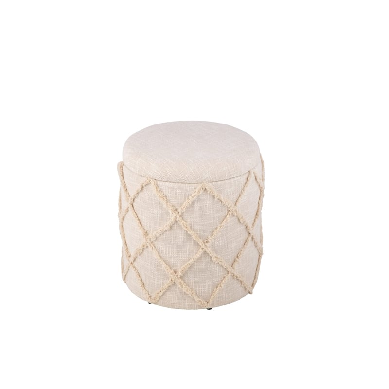 Carolina Handwoven Eros X Solid Fabric Storage Ottoman