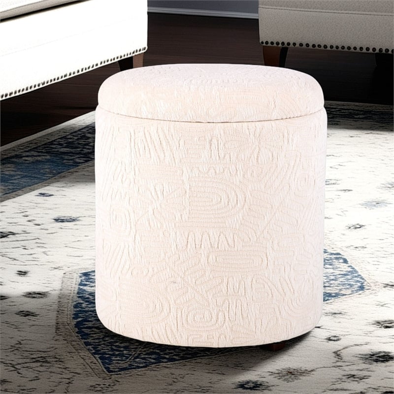 Carolina Handwoven Hermes Solid Fabric Storage Ottoman