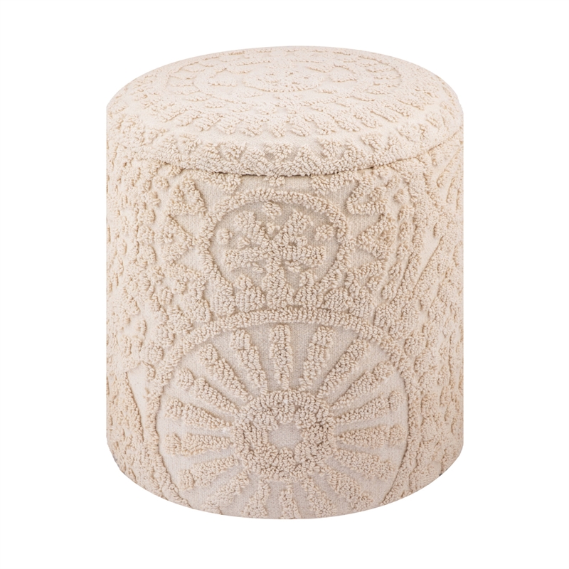 Carolina Handwoven Helios Cream Sunburst Storage Ottoman