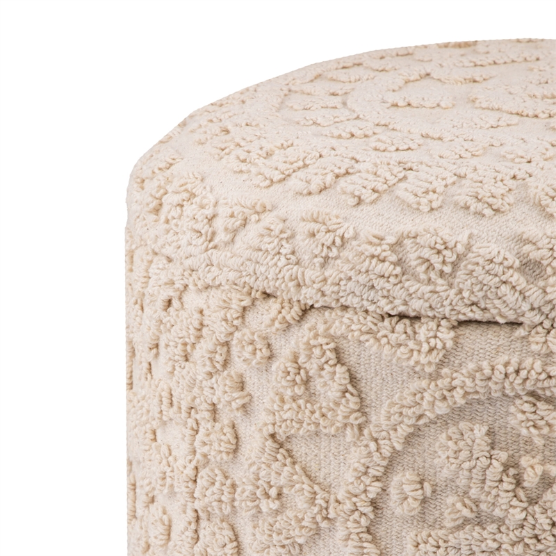 Carolina Handwoven Helios Cream Sunburst Storage Ottoman