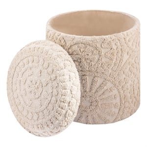 Carolina Handwoven Helios Cream Sunburst Storage Ottoman