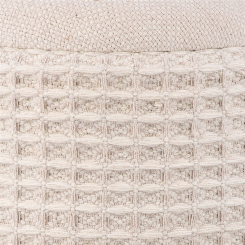 Carolina Handwoven Chronos Waffle Cream Storage Ottoman