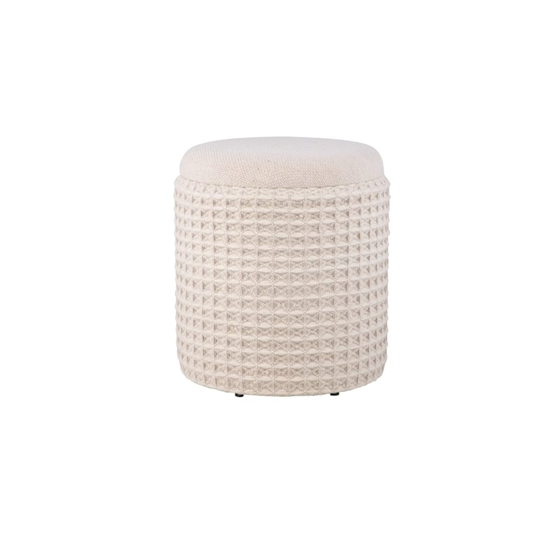 Carolina Handwoven Chronos Waffle Cream Storage Ottoman