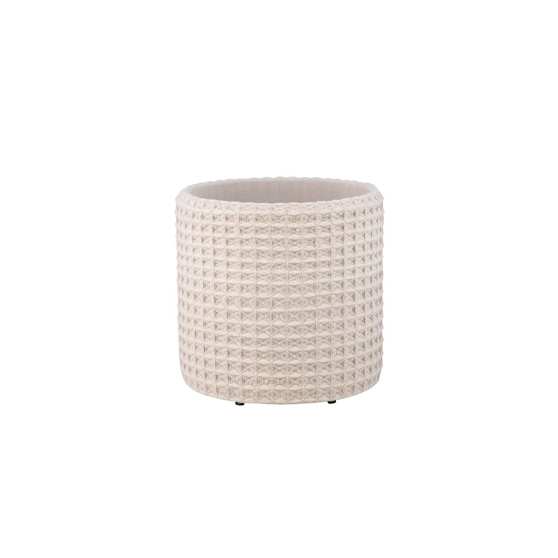 Carolina Handwoven Chronos Waffle Cream Storage Ottoman
