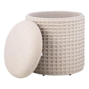 Carolina Handwoven Chronos Waffle Cream Storage Ottoman