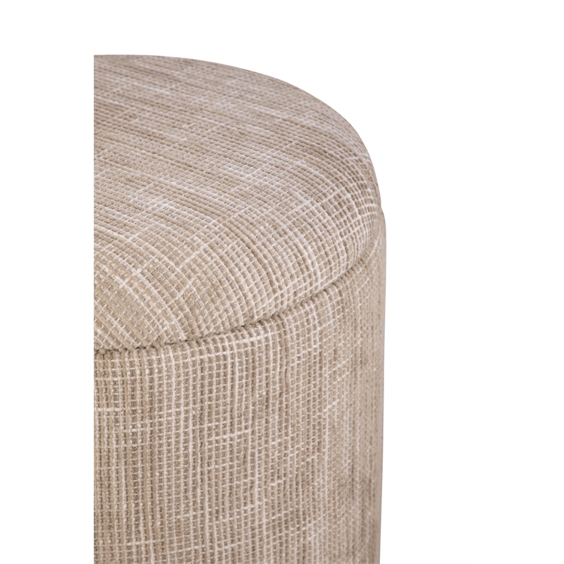 Carolina Handwoven Ourea Natural Striped Chenille Storage Ottoman