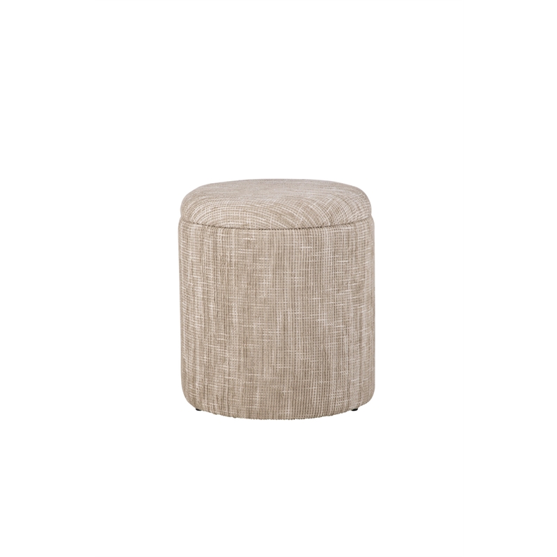 Carolina Handwoven Ourea Natural Striped Chenille Storage Ottoman