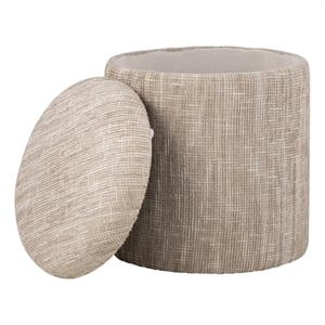 Carolina Handwoven Ourea Natural Striped Chenille Storage Ottoman