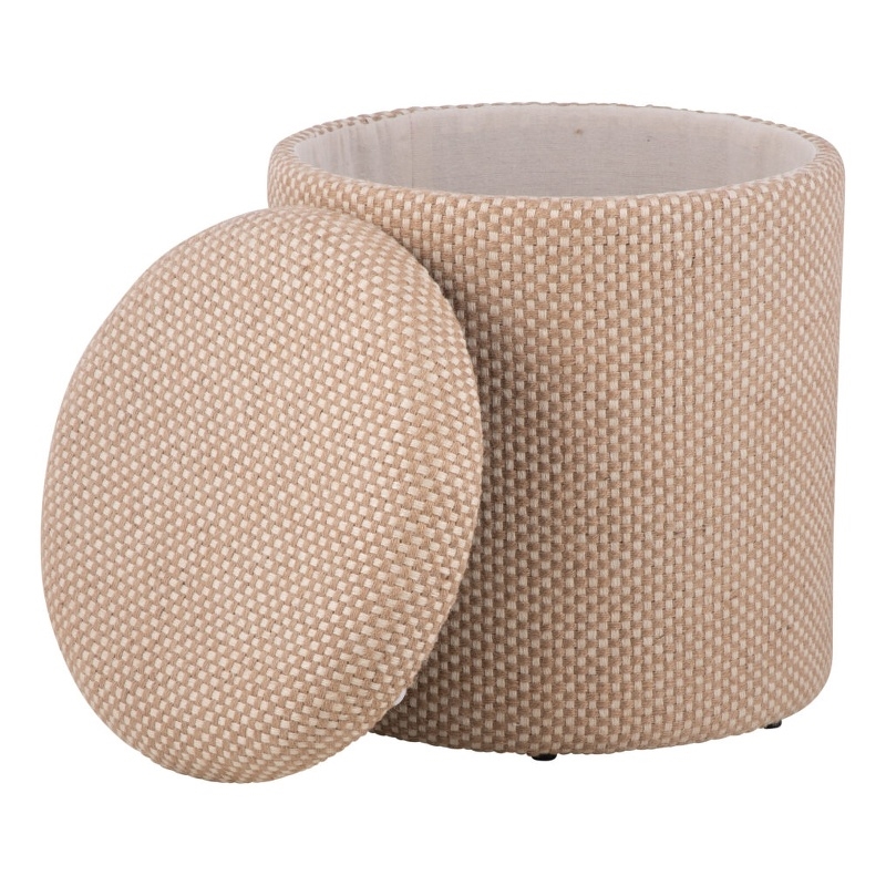 Carolina Handwoven Apollo Jute Check Storage Ottoman