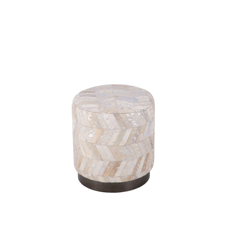 Carolina Handwoven Dionysus Silver Shevron Ottoman