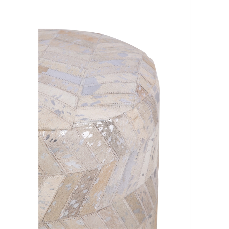 Carolina Handwoven Dionysus Silver Shevron Ottoman