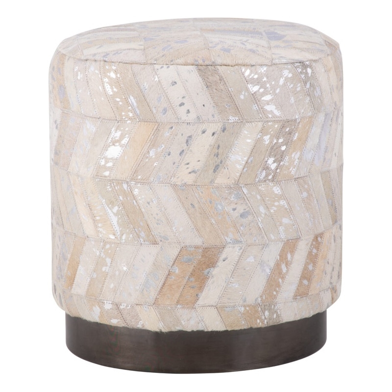 Carolina Handwoven Dionysus Silver Shevron Ottoman