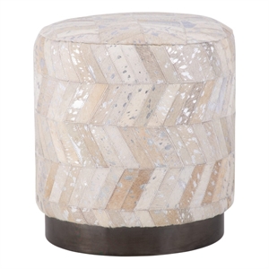 Carolina Handwoven Dionysus Silver Shevron Ottoman