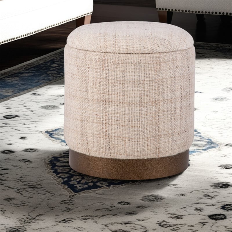 Carolina Handwoven Boreas Hammered Metal Storage Ottoman