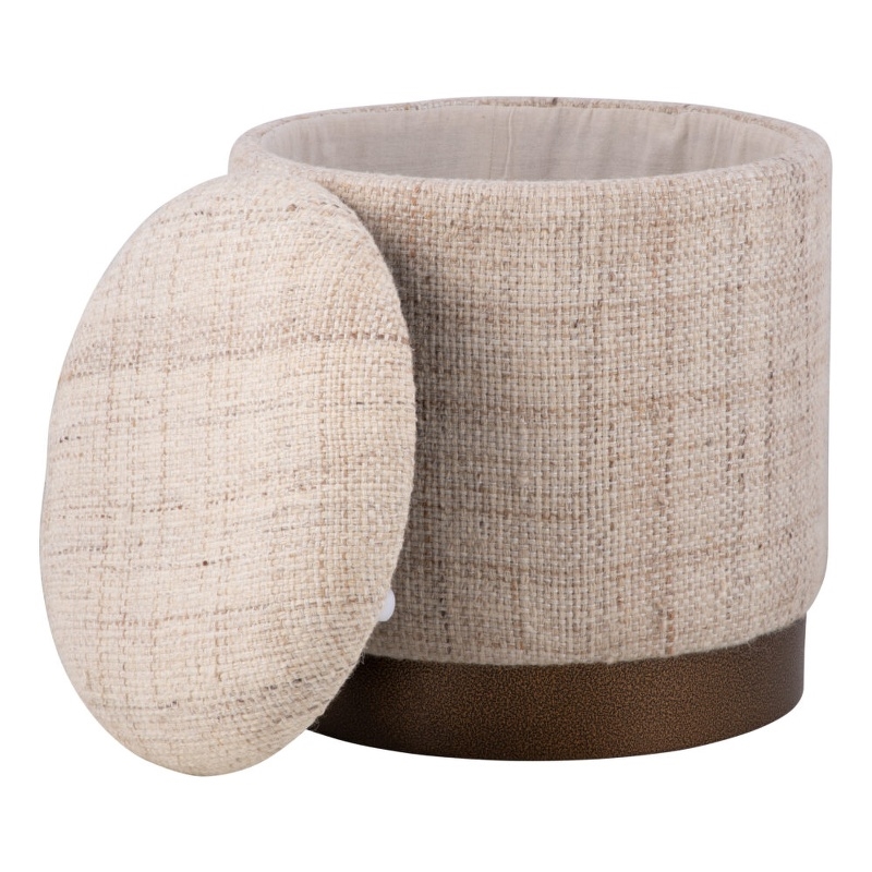 Carolina Handwoven Boreas Hammered Metal Storage Ottoman