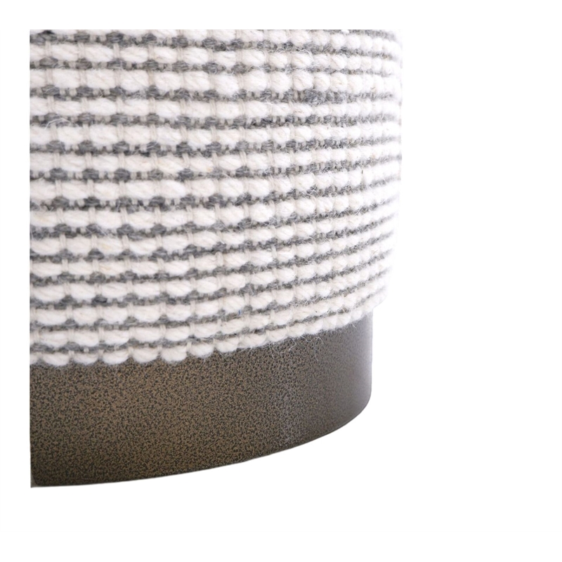 Carolina Handwoven Kratus Hammered Metal Storage Ottoman