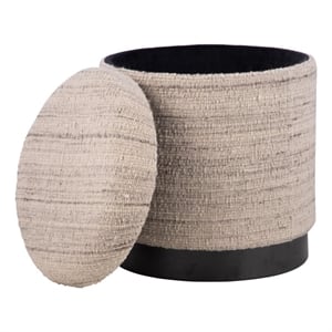 Carolina Handwoven Triton Matte Black Base Storage Ottoman