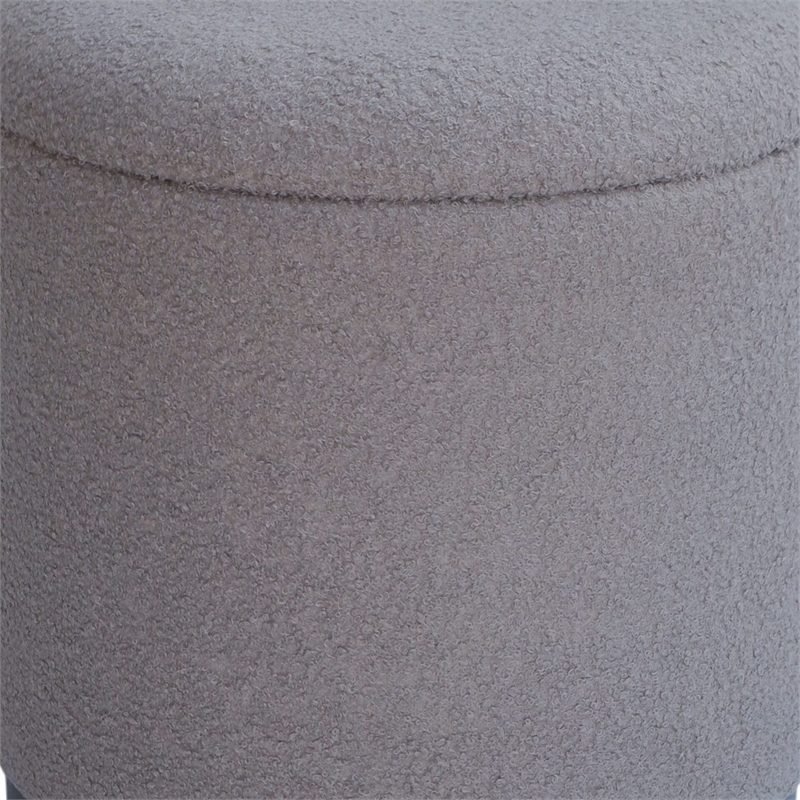 Carolina Handwoven Hephaestus Silver Boucle Storage Ottoman