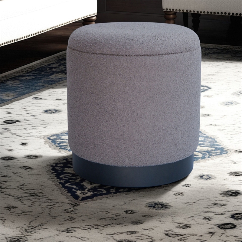 Carolina Handwoven Hephaestus Silver Boucle Storage Ottoman