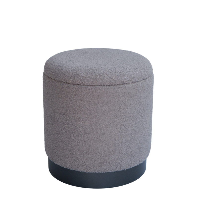 Carolina Handwoven Hephaestus Silver Boucle Storage Ottoman