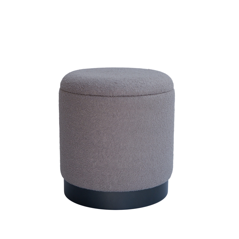 Carolina Handwoven Hephaestus Silver Boucle Storage Ottoman