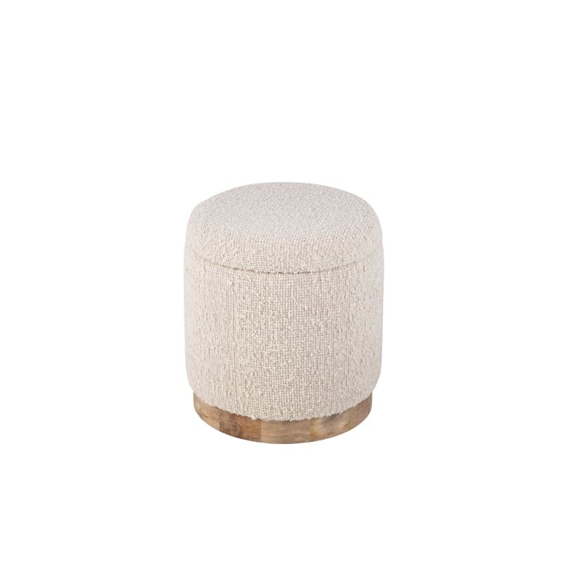 Carolina Handwoven Hestia Round Wood Base Storage Ottoman