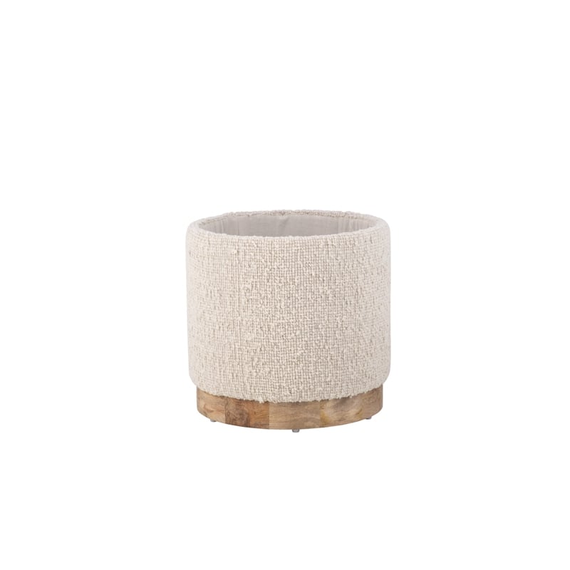 Carolina Handwoven Hestia Round Wood Base Storage Ottoman