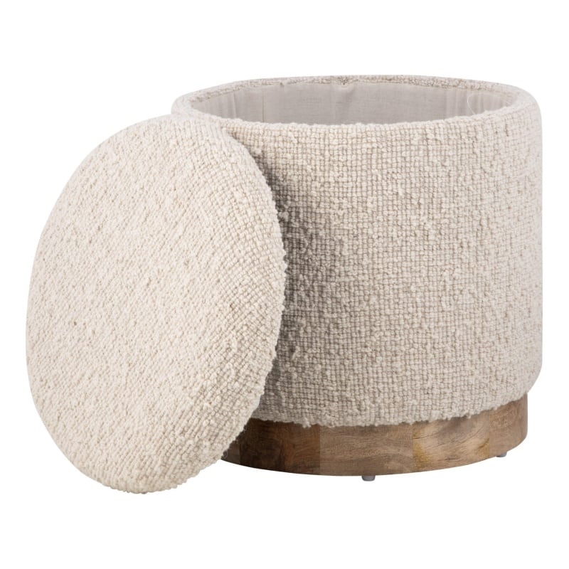 Carolina Handwoven Hestia Round Wood Base Storage Ottoman