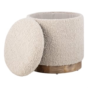 Carolina Handwoven Hestia Round Wood Base Storage Ottoman