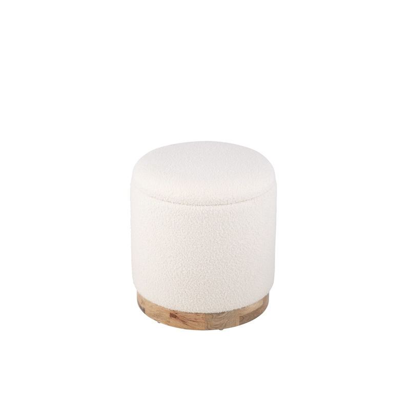 Carolina Handwoven Notus Ecru Boucle Storage Ottoman