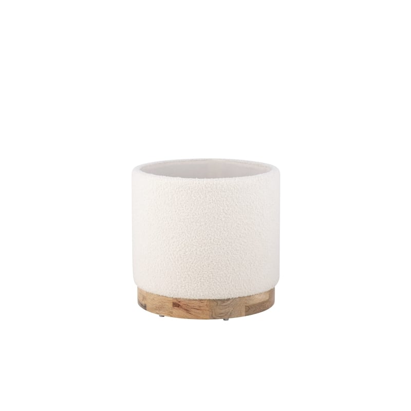 Carolina Handwoven Notus Ecru Boucle Storage Ottoman