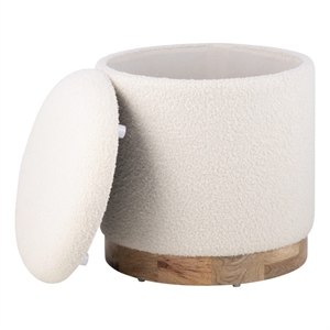 Carolina Handwoven Notus Ecru Boucle Storage Ottoman