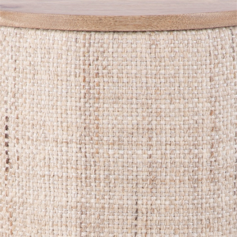 Carolina Handwoven Nereus Wood Top Storage Ottoman