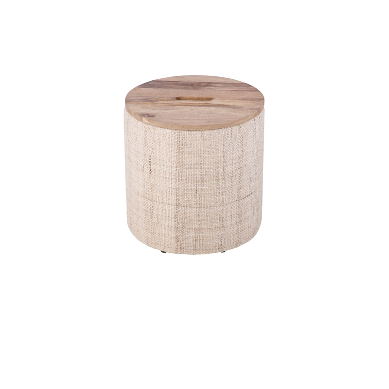 Carolina Handwoven Nereus Wood Top Storage Ottoman