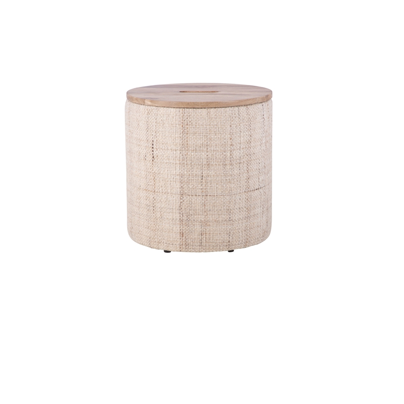 Carolina Handwoven Nereus Wood Top Storage Ottoman
