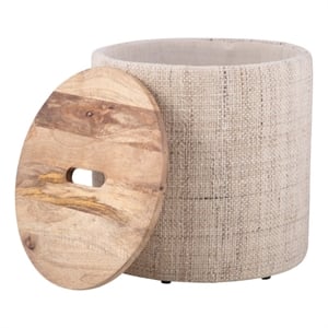 Carolina Handwoven Nereus Wood Top Storage Ottoman