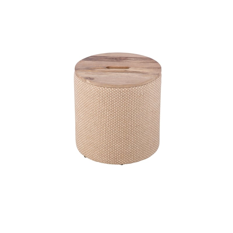 Carolina Handwoven Zeus Jute Check Wood Top Storage Ottoman