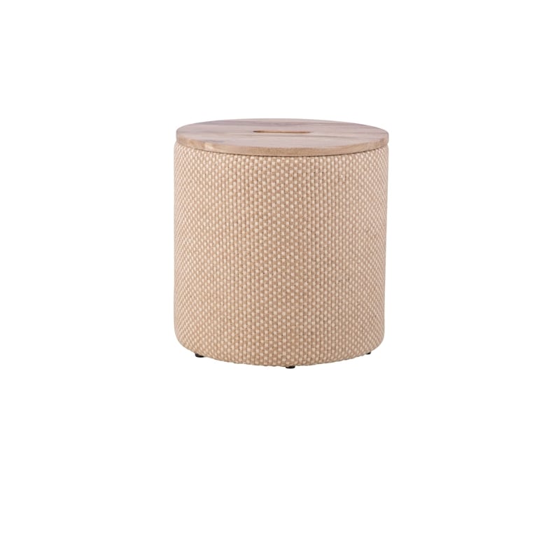 Carolina Handwoven Zeus Jute Check Wood Top Storage Ottoman