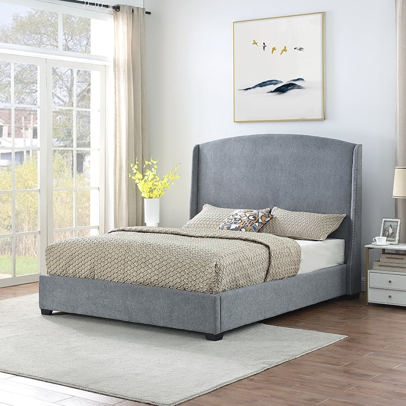 Carolina Monterey Upholstered Queen Bed Frame in Gray
