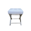 Carolina Modern X-Frame Stool in Chrome Base in White Upholstery