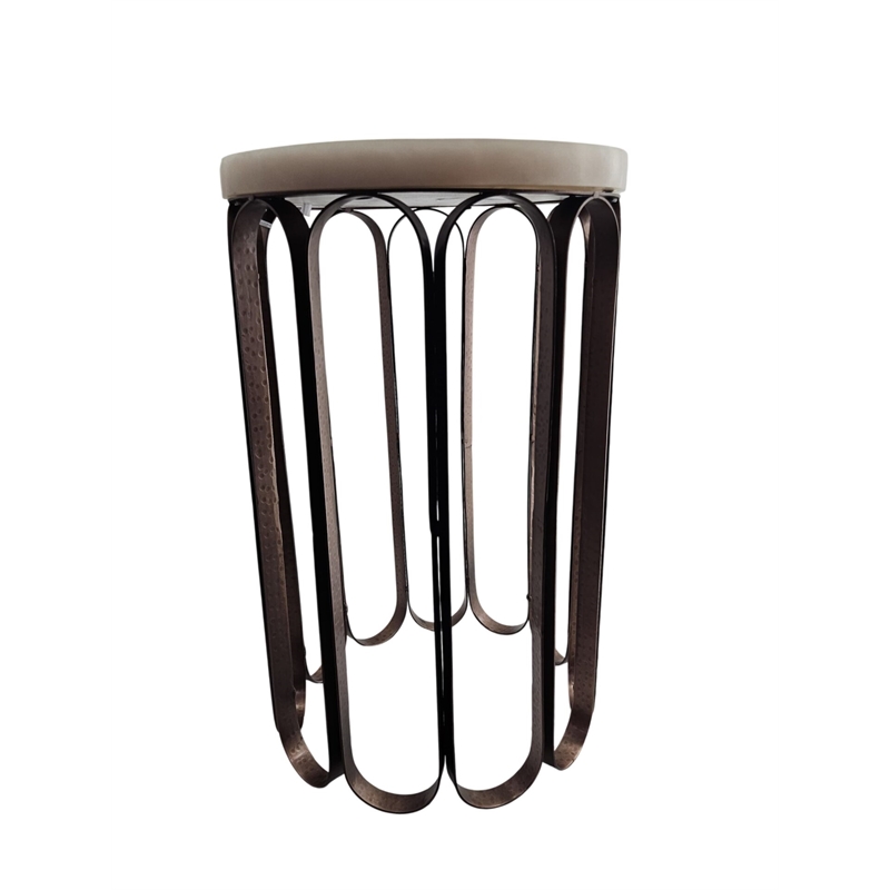 Carolina Luminous Glow Marble Top and Base Side Table in Antique Copper