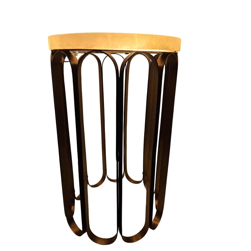 Carolina Luminous Glow Marble Top and Base Side Table in Antique Copper