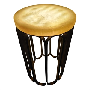 Carolina Luminous Glow Marble Top and Base Side Table in Antique Copper